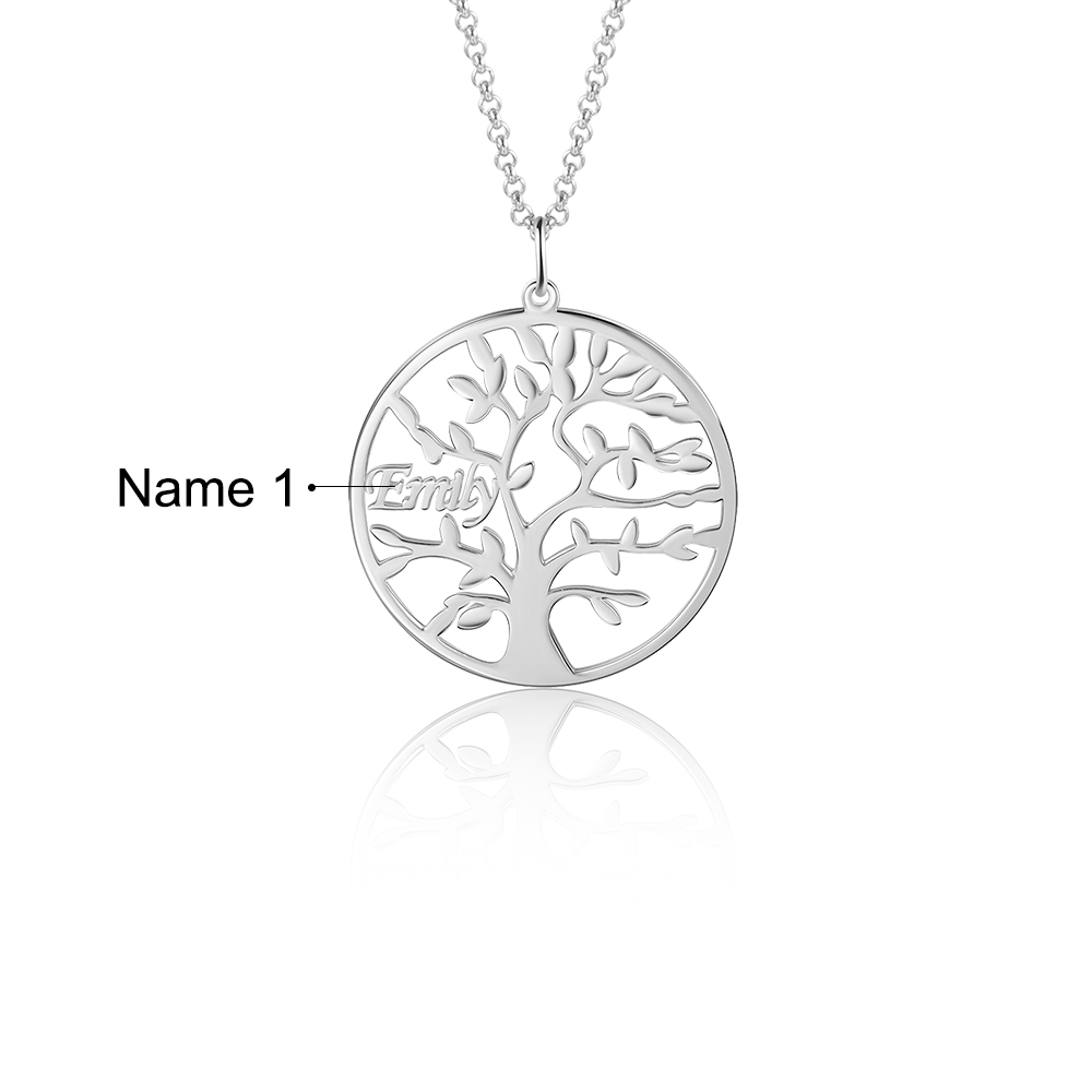 Collier Argent Arbre de vie Arbre généalogique 1 prenom