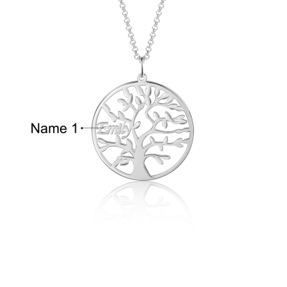 Collier Argent Arbre de vie Arbre généalogique 1 prenom