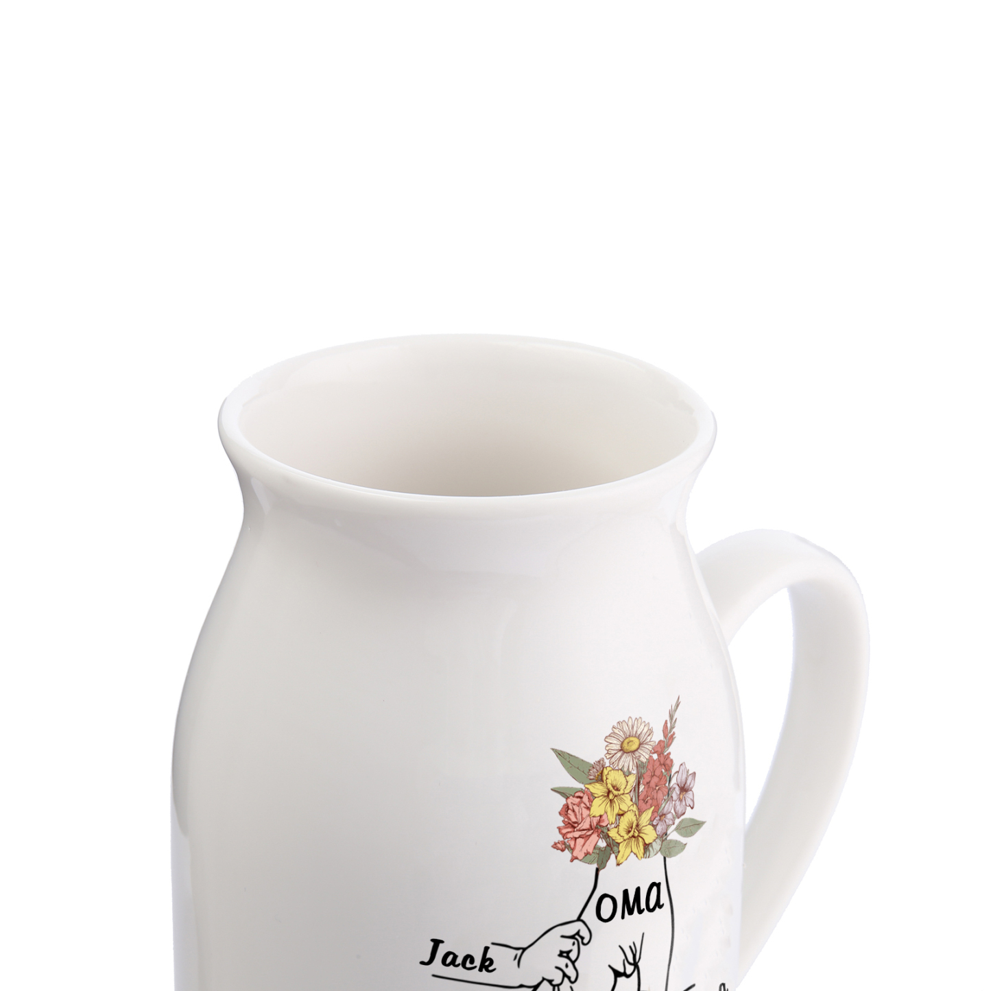 Vase à Fleurs la main dans la main 4 Prénoms Personnalisés avec Texte Décoration de la Maison