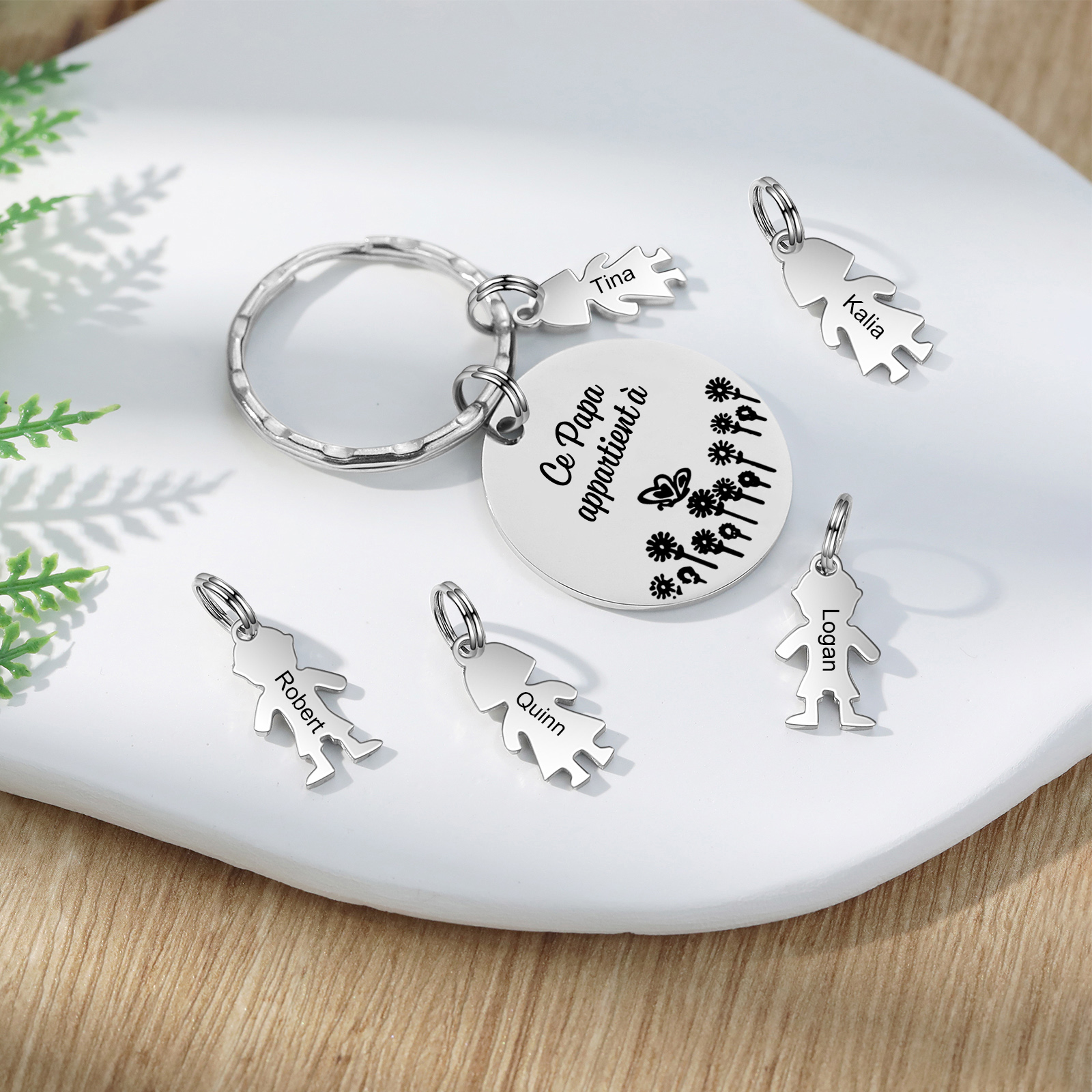 À Mon Papa - 1-5 Noms Porte-Clés Personnalisés Avec Breloques Enfants