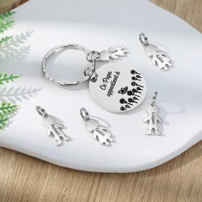 À Mon Papa - 1-5 Noms Porte-Clés Personnalisés Avec Breloques Enfants