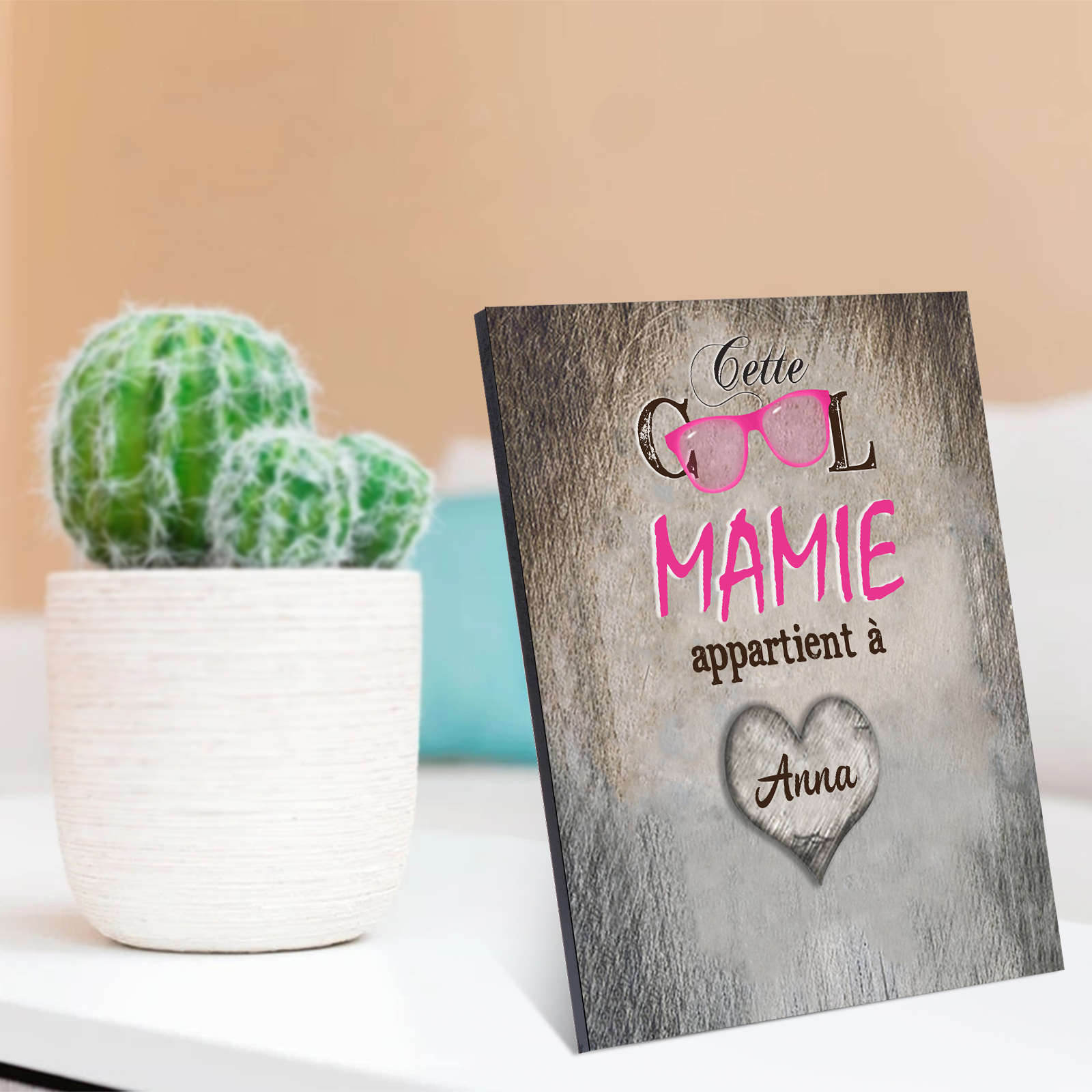 À ma Mamie - Cadre en Bois 1 Prénom Personnalisé cadeau pour Mamie