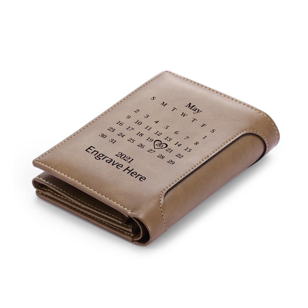 Portefeuille Photo Personnalisé avec date Classique Homme Porte-Monnaie Carte