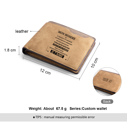 Mon Homme - Portefeuille texte Personnalisé Classique Homme | Jessemade