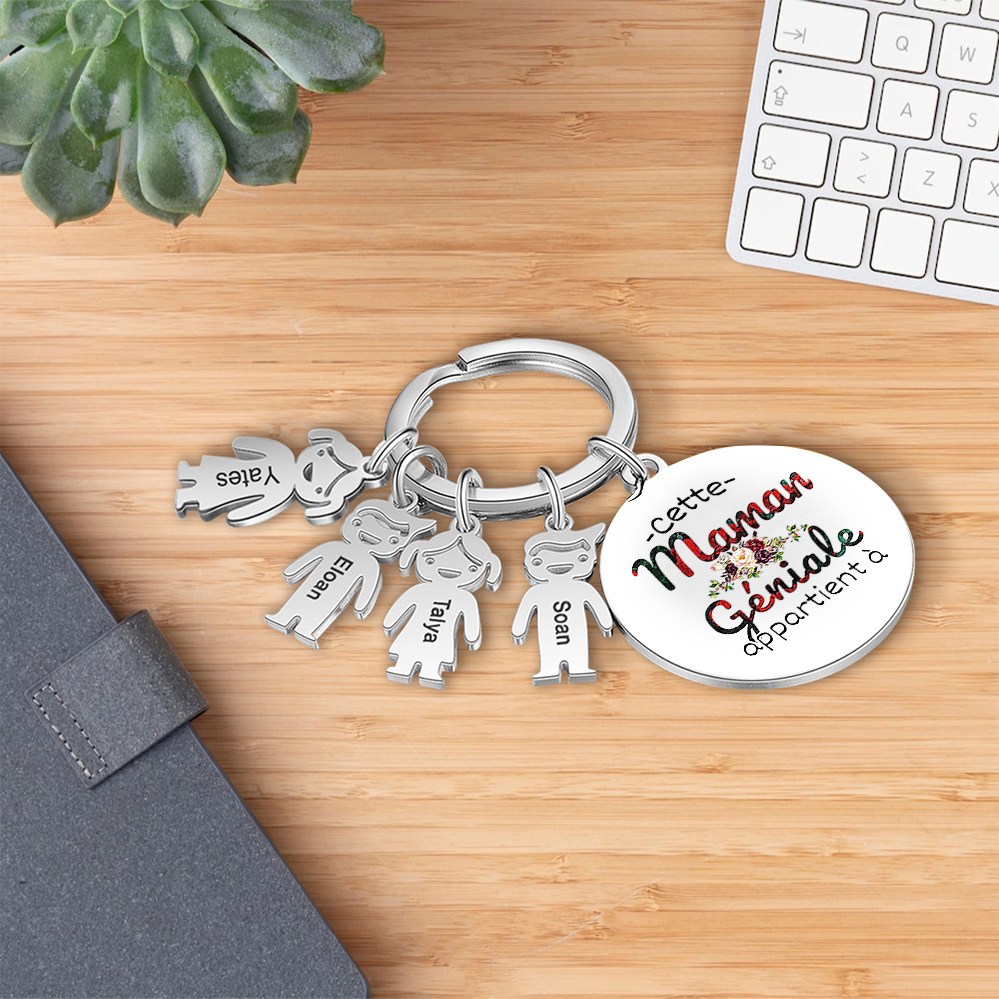À Ma Maman - 1-5 Noms Porte-Clés Personnalisés Avec Breloques Enfants