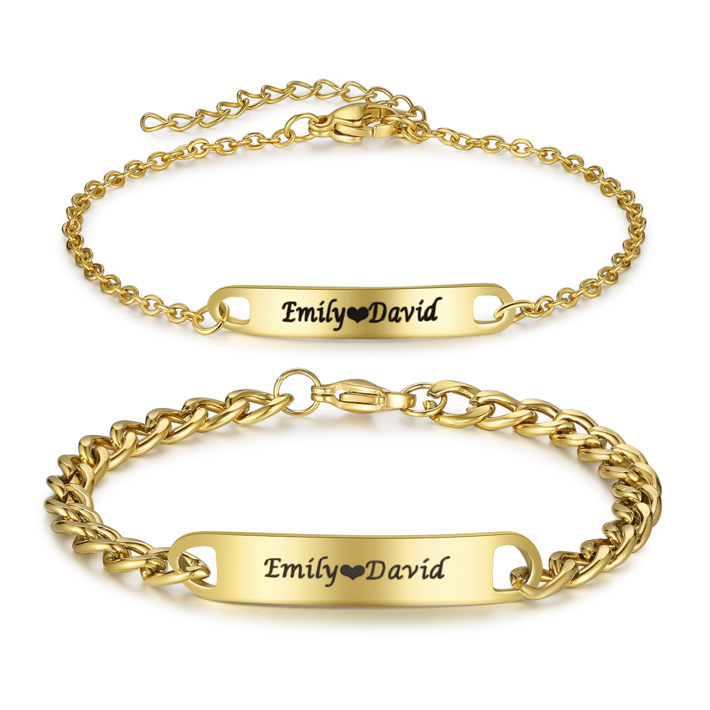 Jessemade FR 2PCS Bracelets Gourmette texte Personnalisés bracelet en commun pour Un couple Bracelet