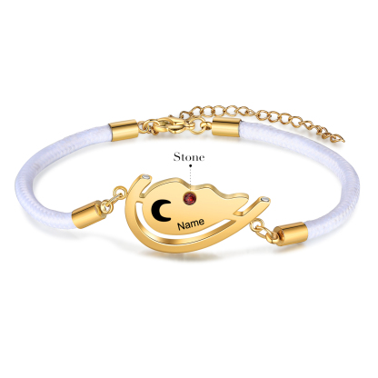 2PCS Bracelets roped 2 Prénoms Personnalisés avec 2 Pierres de Naissance Bracelet en Commun pour Couple | Jessemade