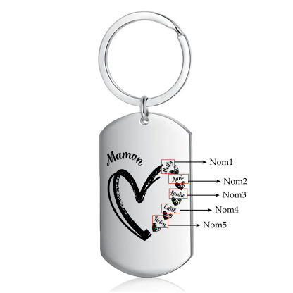 À Ma Maman - Porte-Clés Cœur 2-7 Noms Personnalisés