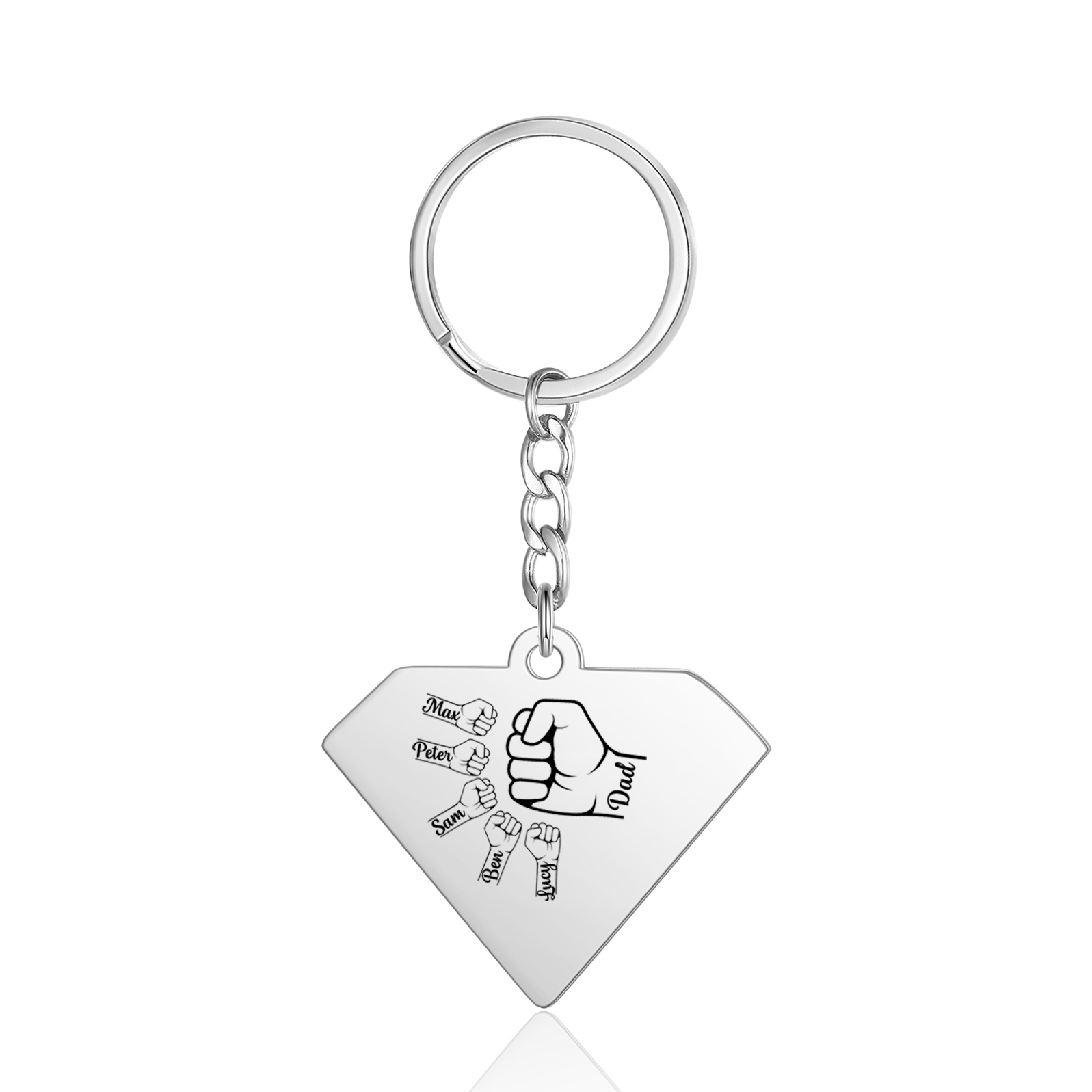 À Papa/Ppai - Porte-Clés Poings 5 Prénoms et 1 Texte Personnalisés