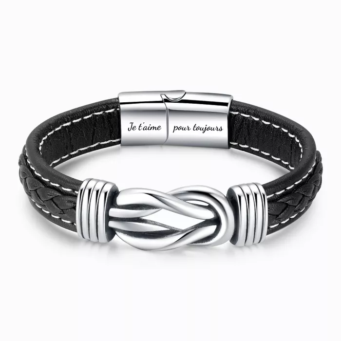Jessemade FR À Mon Homme-Bracelet en Cuir 2 Prénoms Personnalisés