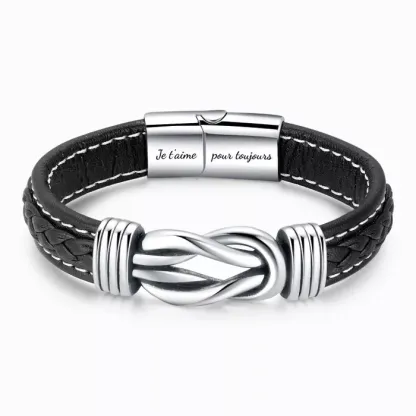 Jessemade FR À Mon Homme-Bracelet en Cuir 2 Prénoms Personnalisés