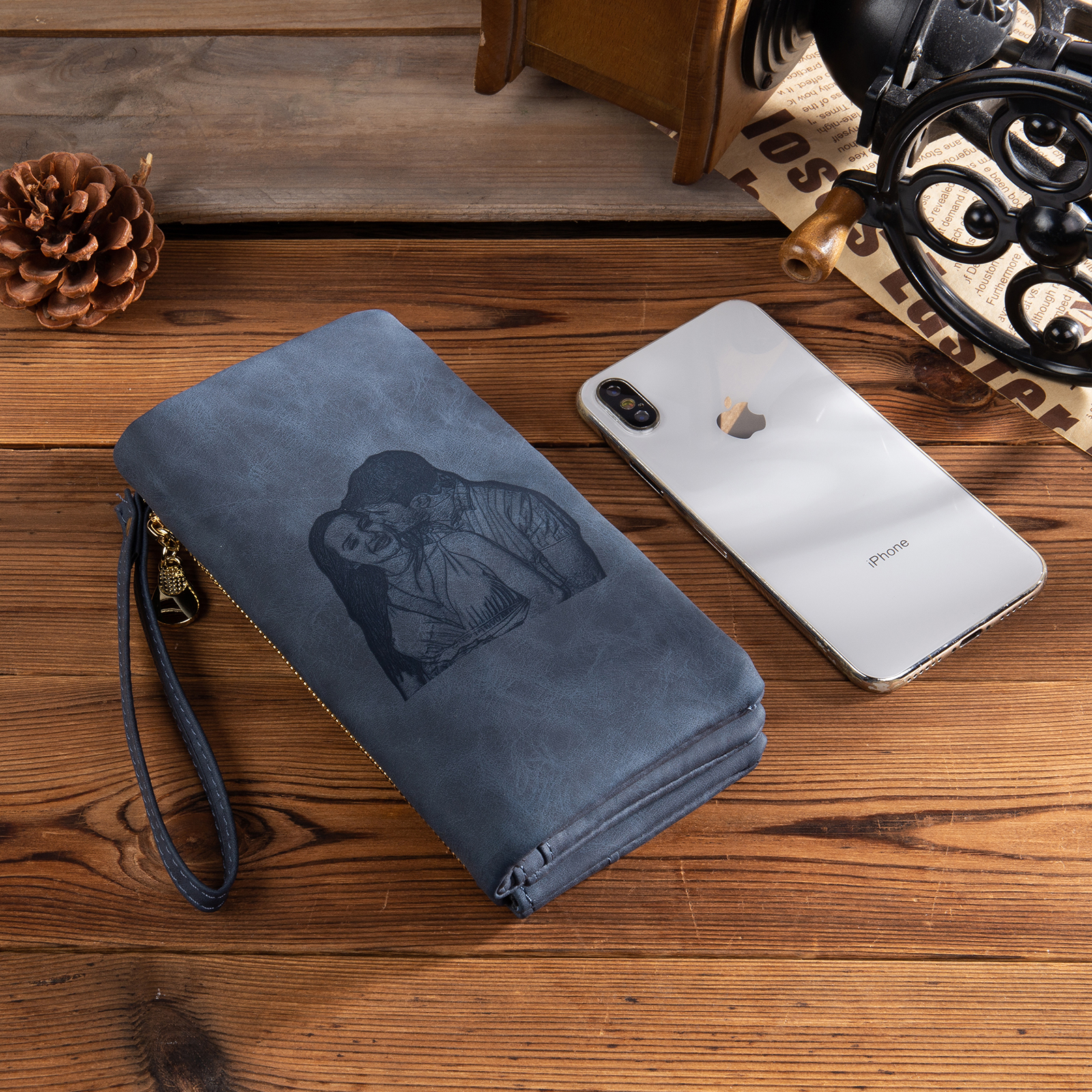 Portefeuille long en cuir PU 1 Prénom personnalisé avec photos et texte et 2 lettre 