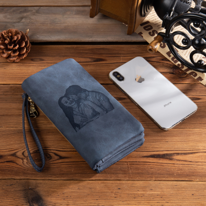 Portefeuille long en cuir PU 1 Prénom personnalisé avec photos et texte et 2 lettre 