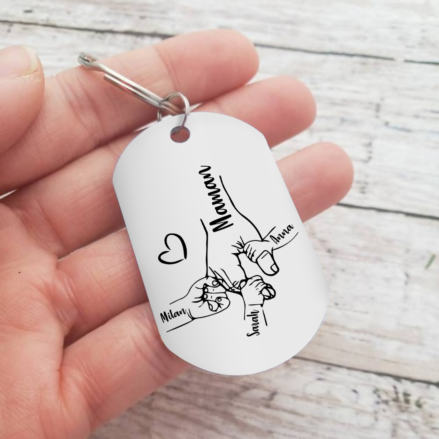 À ma Maman - Porte-Clés 1-4 Prénoms Personnalisés Porte-Clés la lain dans la main