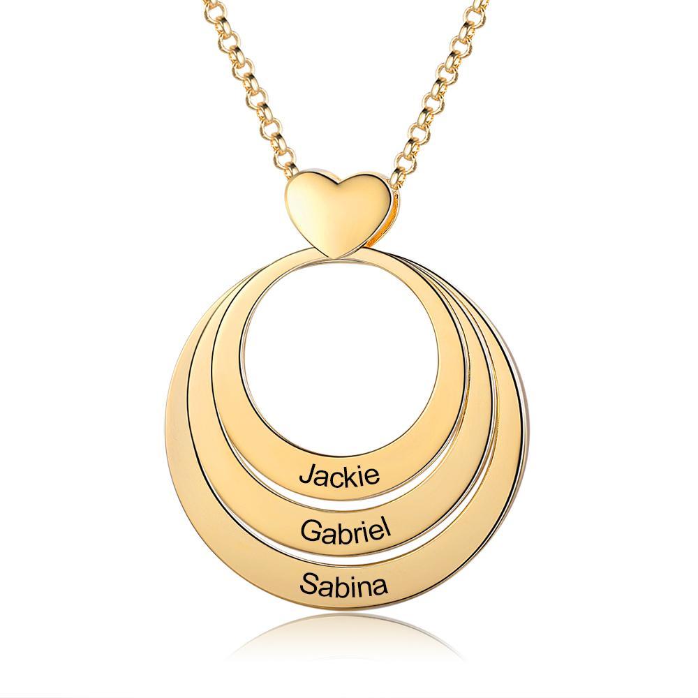 Collier Coeur Personnalisé à 3 Cercles Empilés Pour Famille