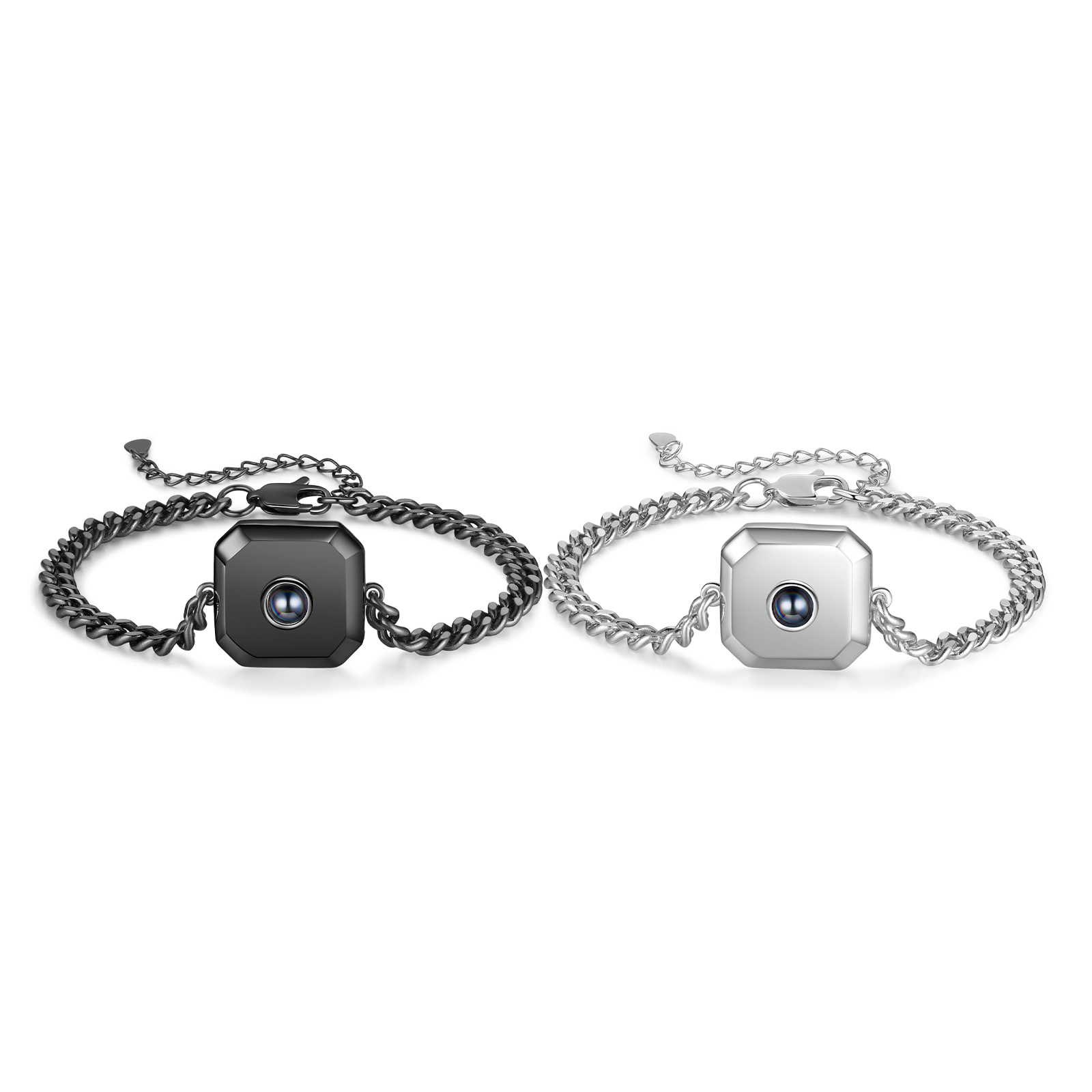 2PCS Bracelets Carrés Bracelet Photo Projection Noir et Blanc pour Couple｜ Jessemade