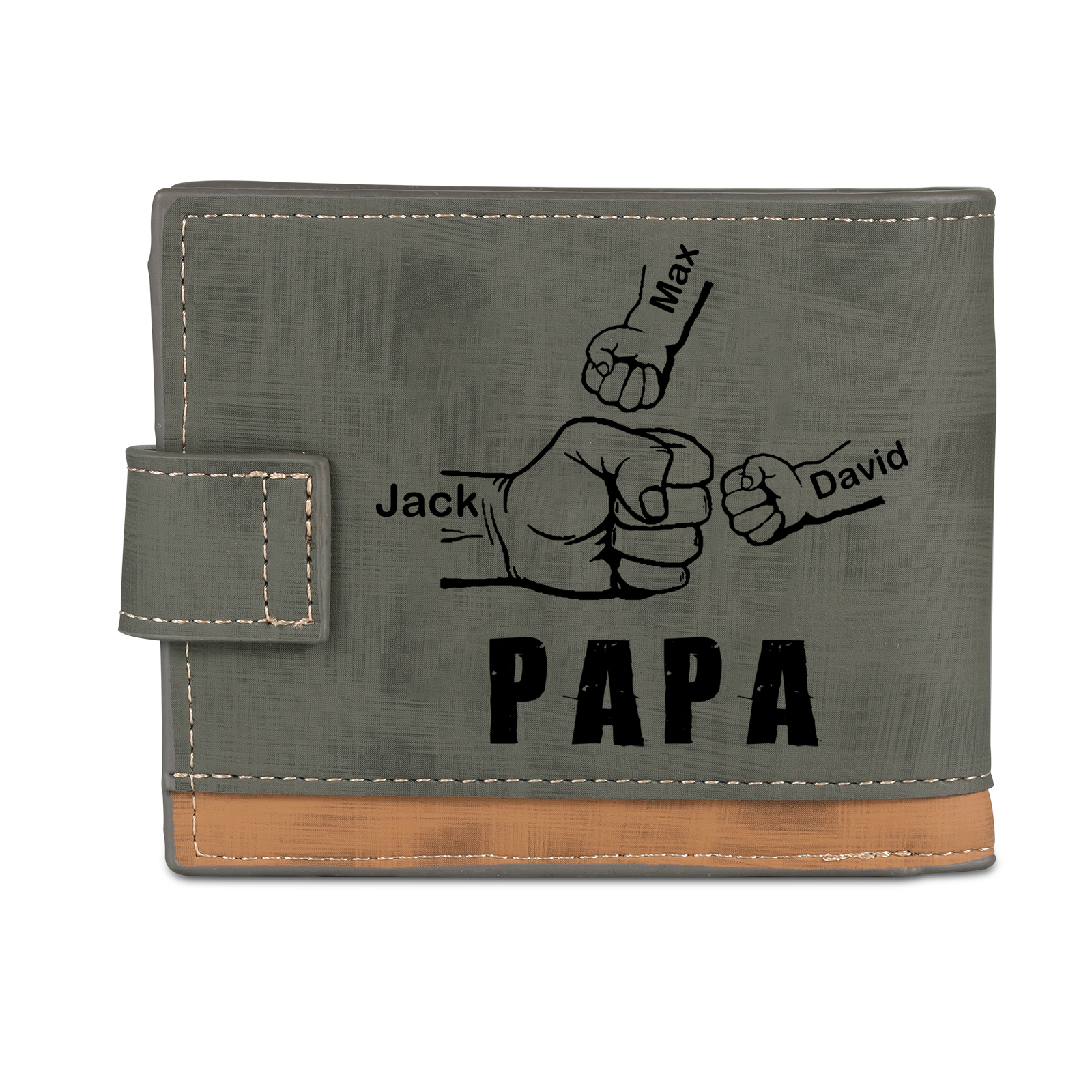 À mon Papa-Portefeuille Poings 3 Prénoms et 1 Photo Personnalisés Classique Homme Porte-Monnaie Carte