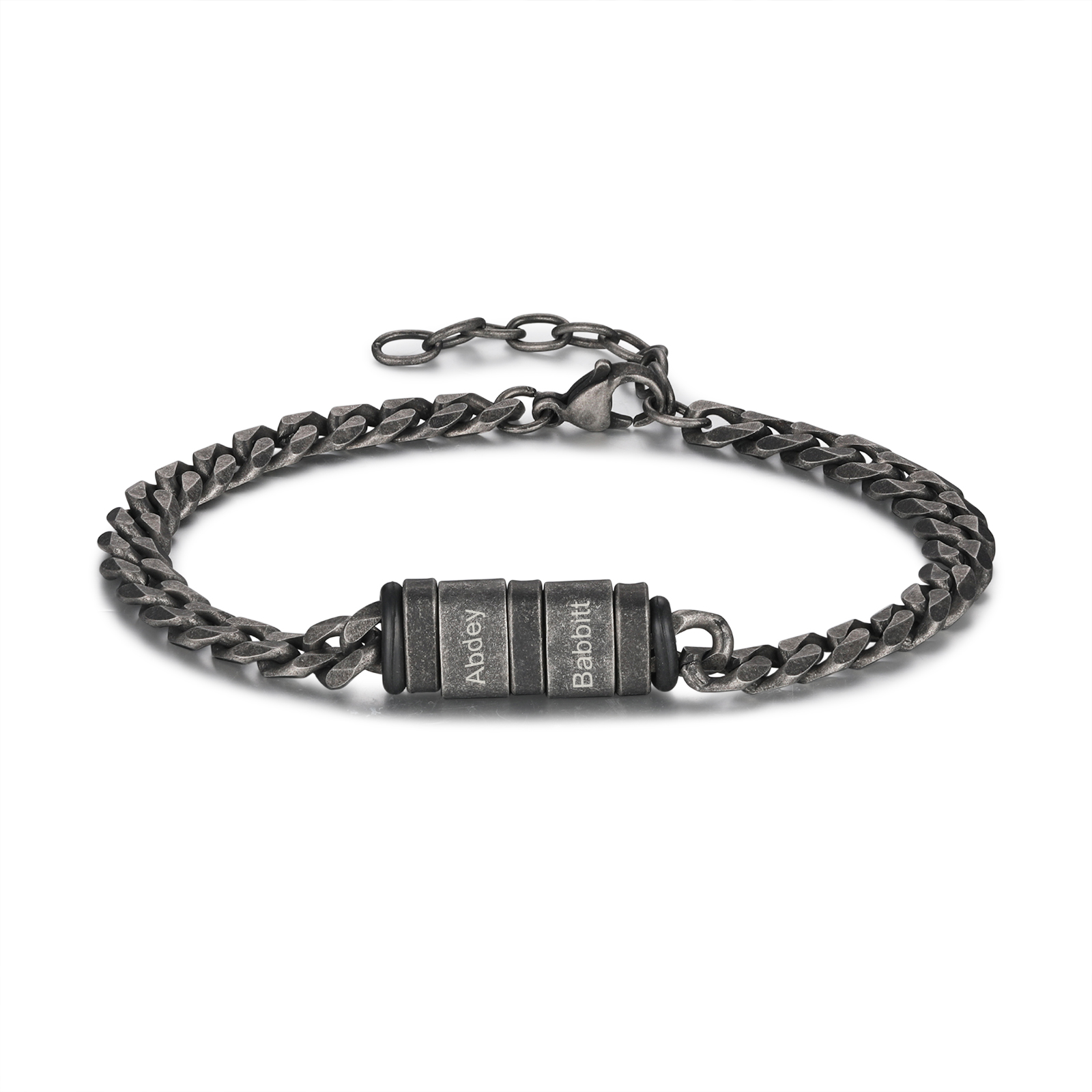Homme Bracelet Personnalisés avec 2-5 Noms en acier inoxydable Bracelet Vintage pour Homme | Jessemade