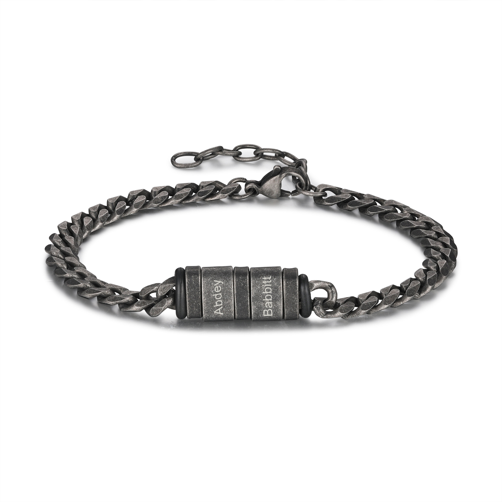 Homme Bracelet Personnalisés avec 2-5 Noms en acier inoxydable Bracelet Vintage pour Homme | Jessemade