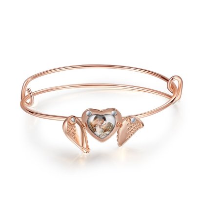 Bracelet Photo Personnalisée avec Cœur Breloque