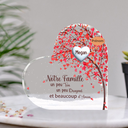 Plaque Acrylique en Forme de Cœur arbre 1 Prénom Personnalisé Cadeau famille | Jessemade