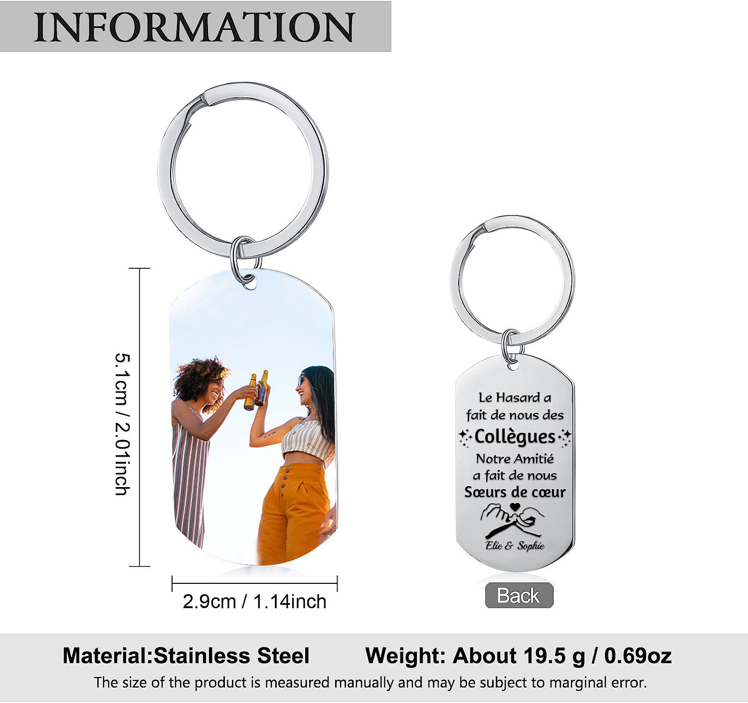 À Ma Meilleure Amie - Porte-Clés Photo et Texte Personnalisés