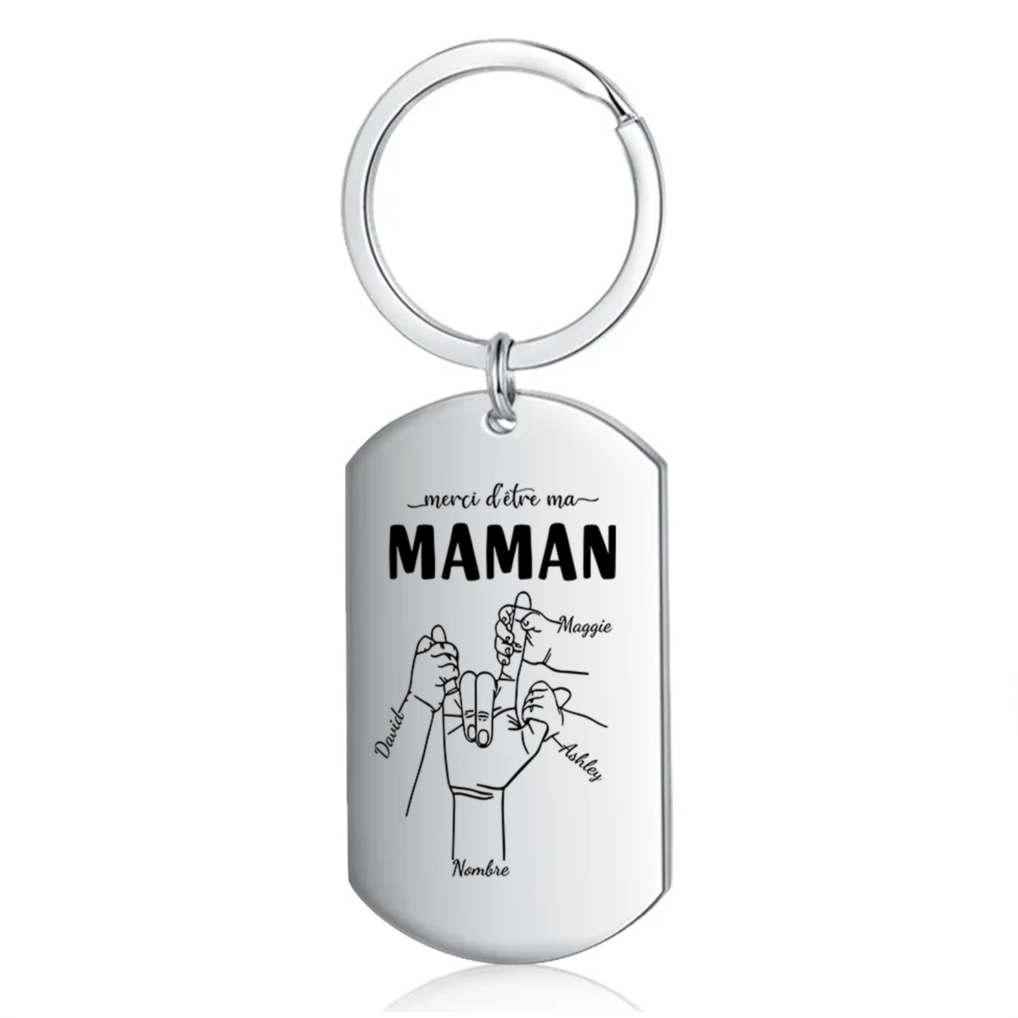 À Ma Maman - Porte-Clés la Main dans la Main 2-6 Prénoms Personnalisés