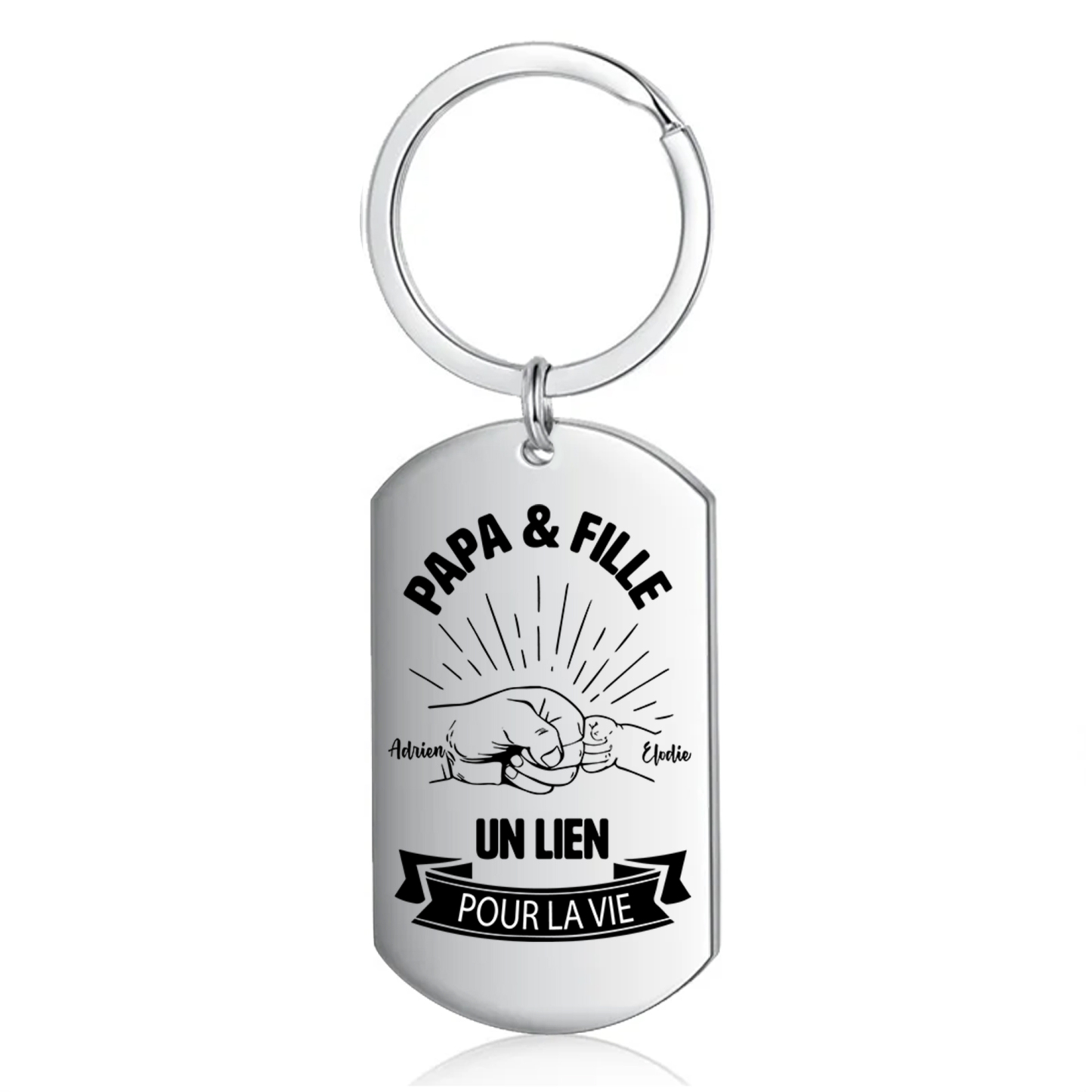 À mon Papa - Porte-Clés Poings 2 Prénoms Personnalisés Porte-Clés Père et Fille
