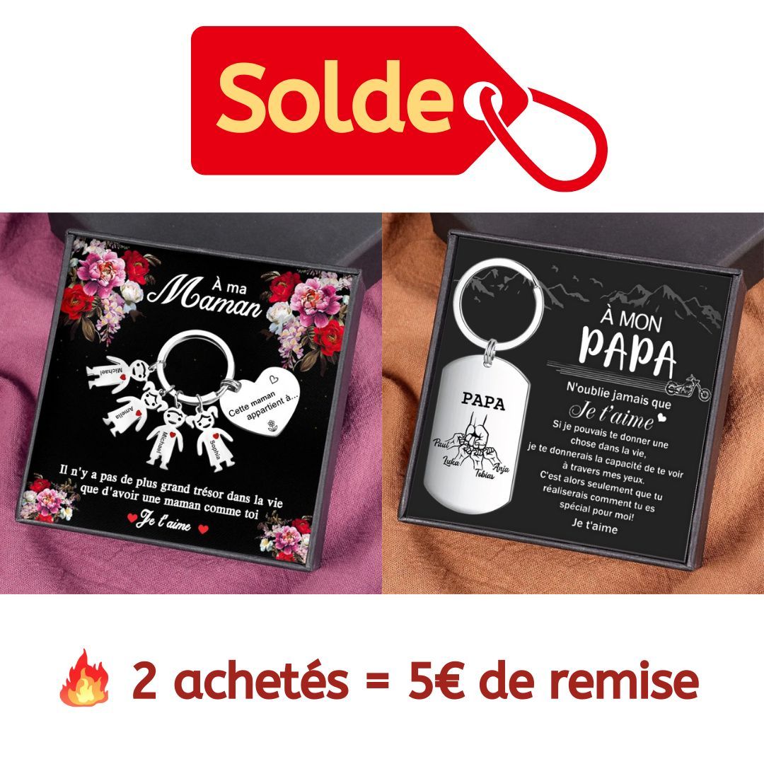 À ma Maman - Porte-Clés 4 Prénoms Personnalisé Avec Breloques 4 Enfants