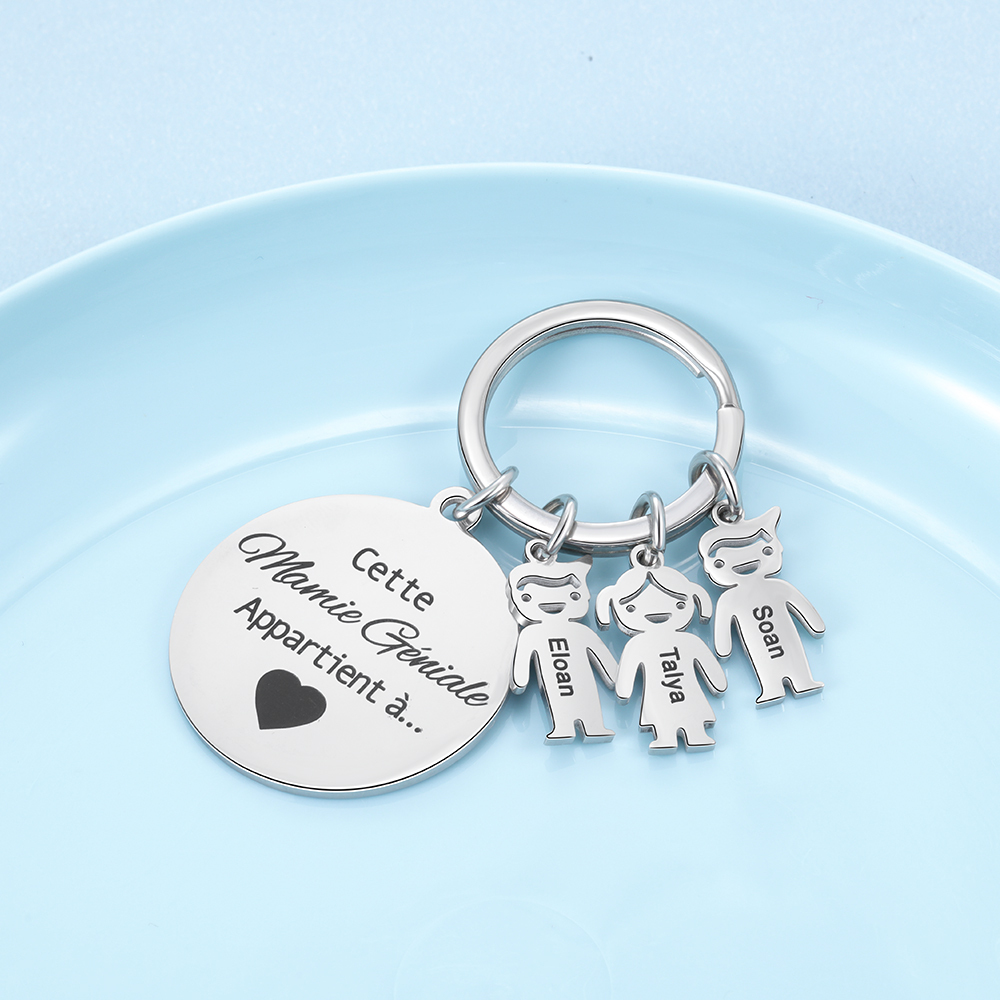 Porte-Clés Personnalisé Avec Breloques 1 Enfant et Texte