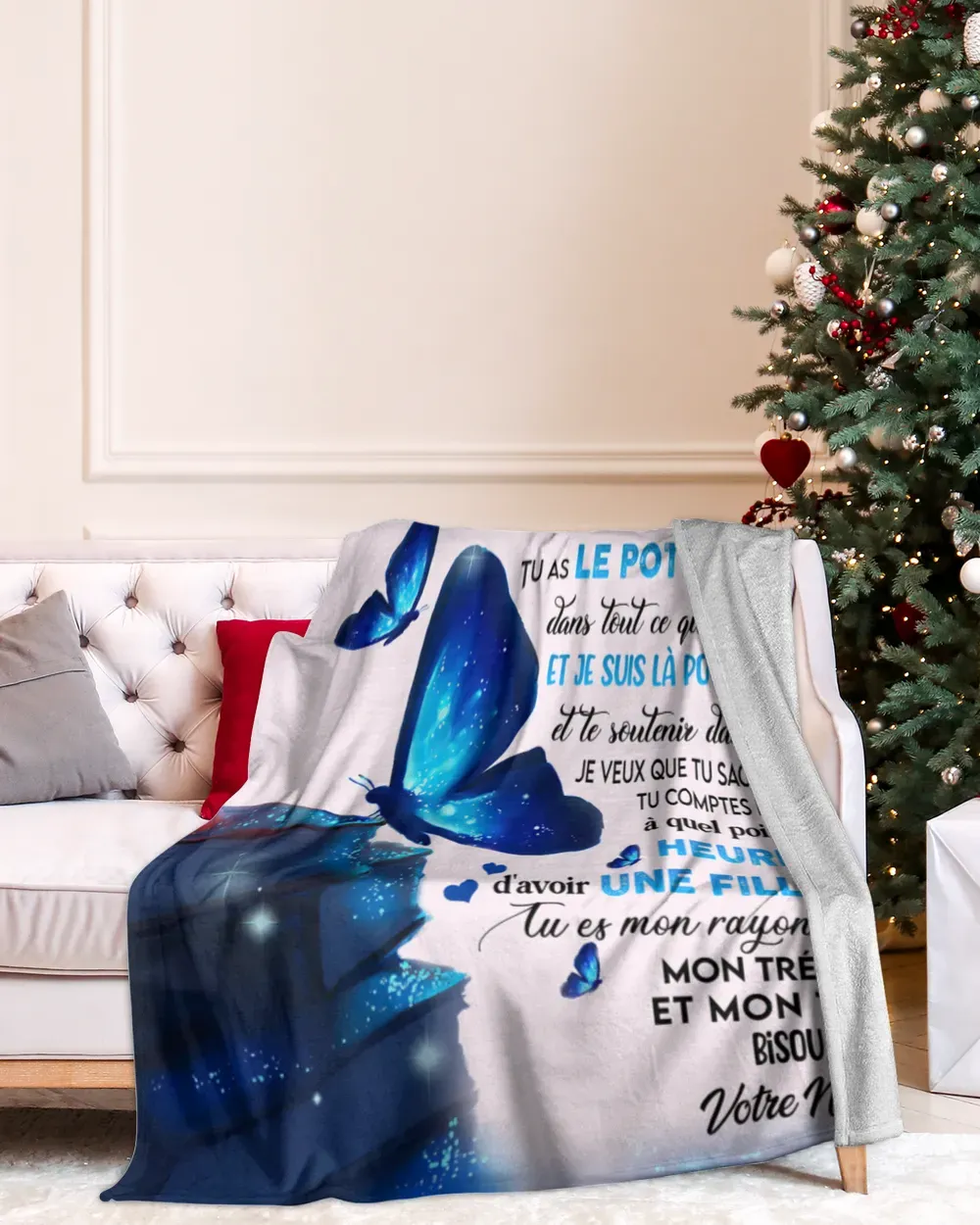 À Ma Fille - Plaid Personnalisé avec 2 Prénoms Couverture Flanelle | Jessemade