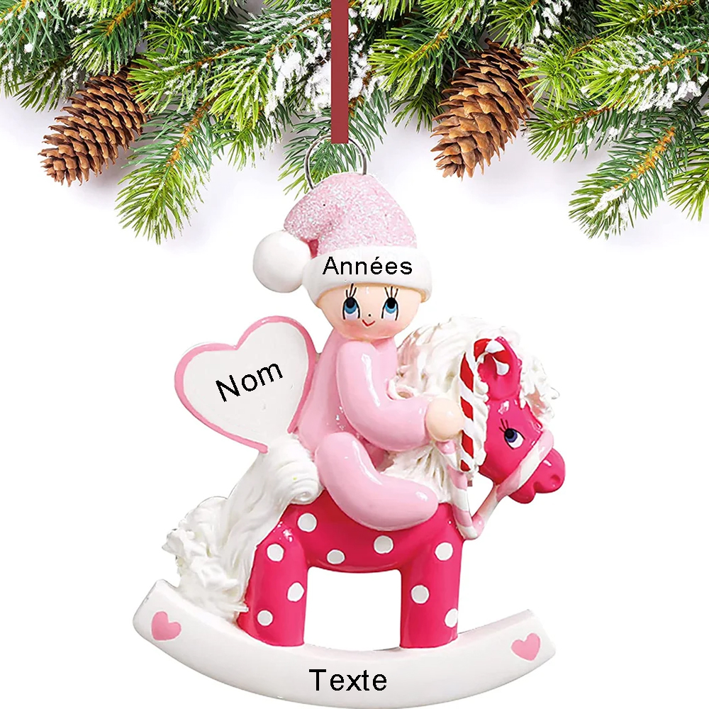 Ornements de Noël en Bois 1 Prénom Personnalisé avec texte et années cadeau pour BéBé