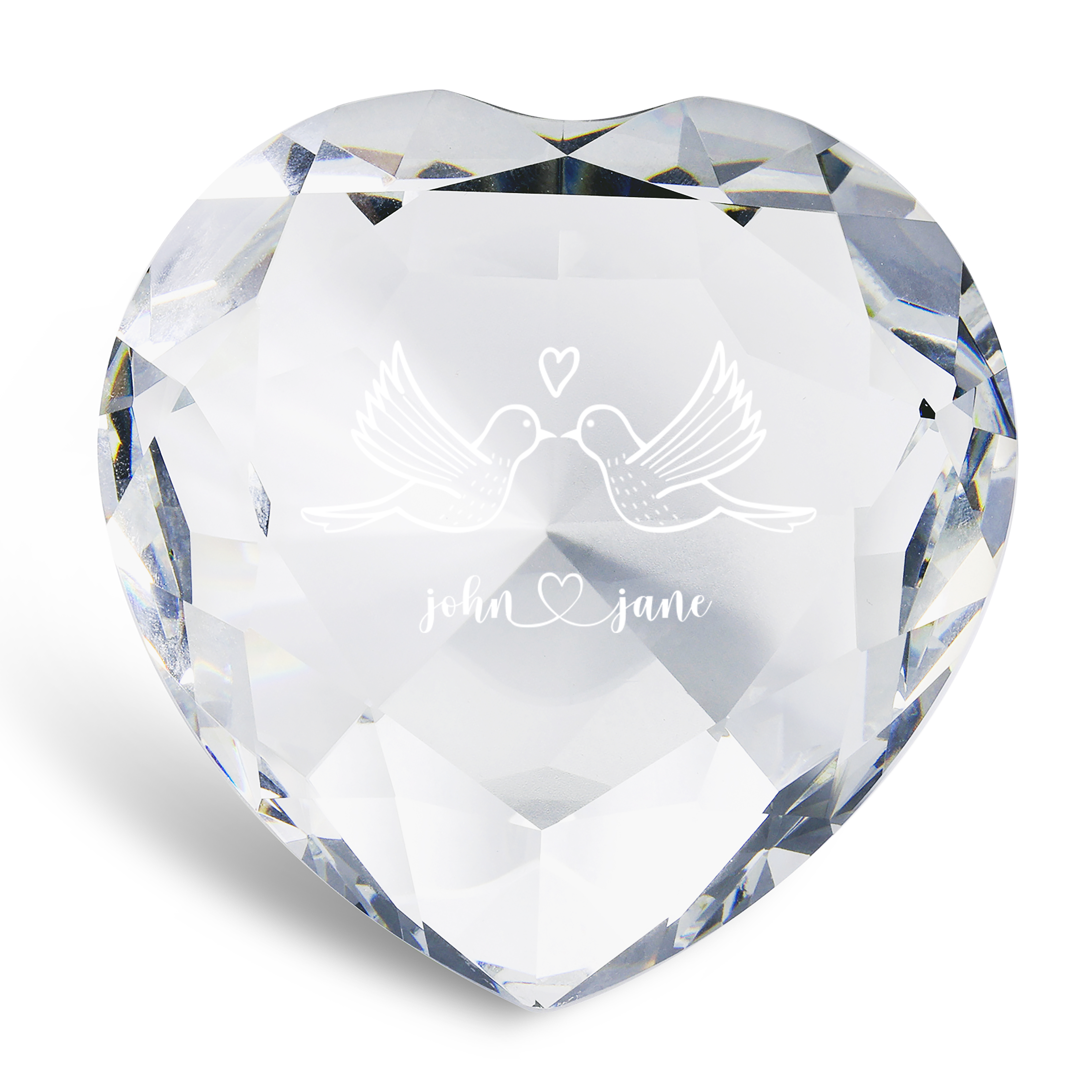 Décoration Cristal Cœur 2 Prénoms Personnalisés pour Couple
