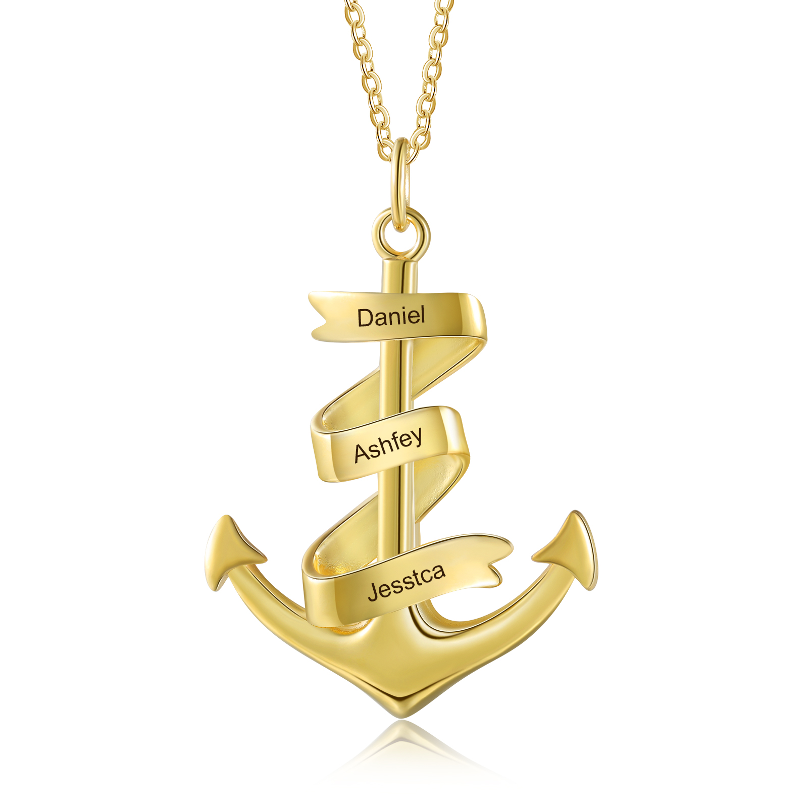 Collier d'ancre marine nautique Pirate ancre pendentif 3 Prénoms Personnalisés Collier Homme