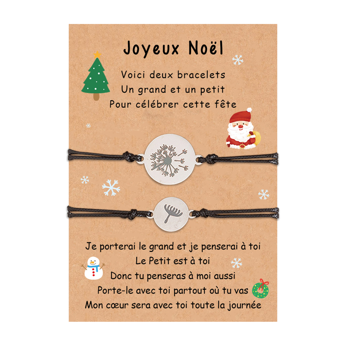 Jessemade FR 2PCS Ensemble de Bracelets Pissenlit Cadeau Noël