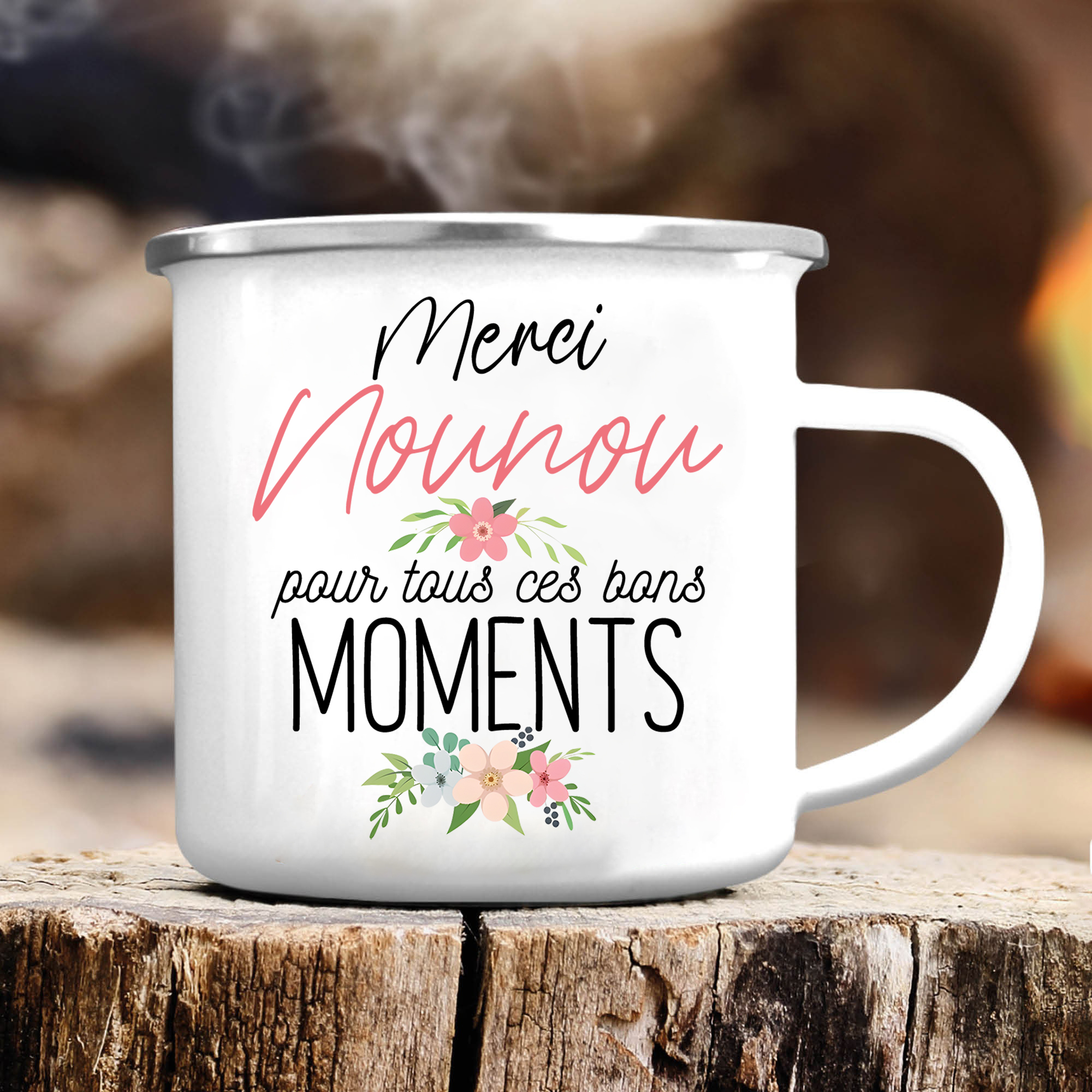 À Ma Nounou - Tasse émaillée Prénom et Photo Personnalisés