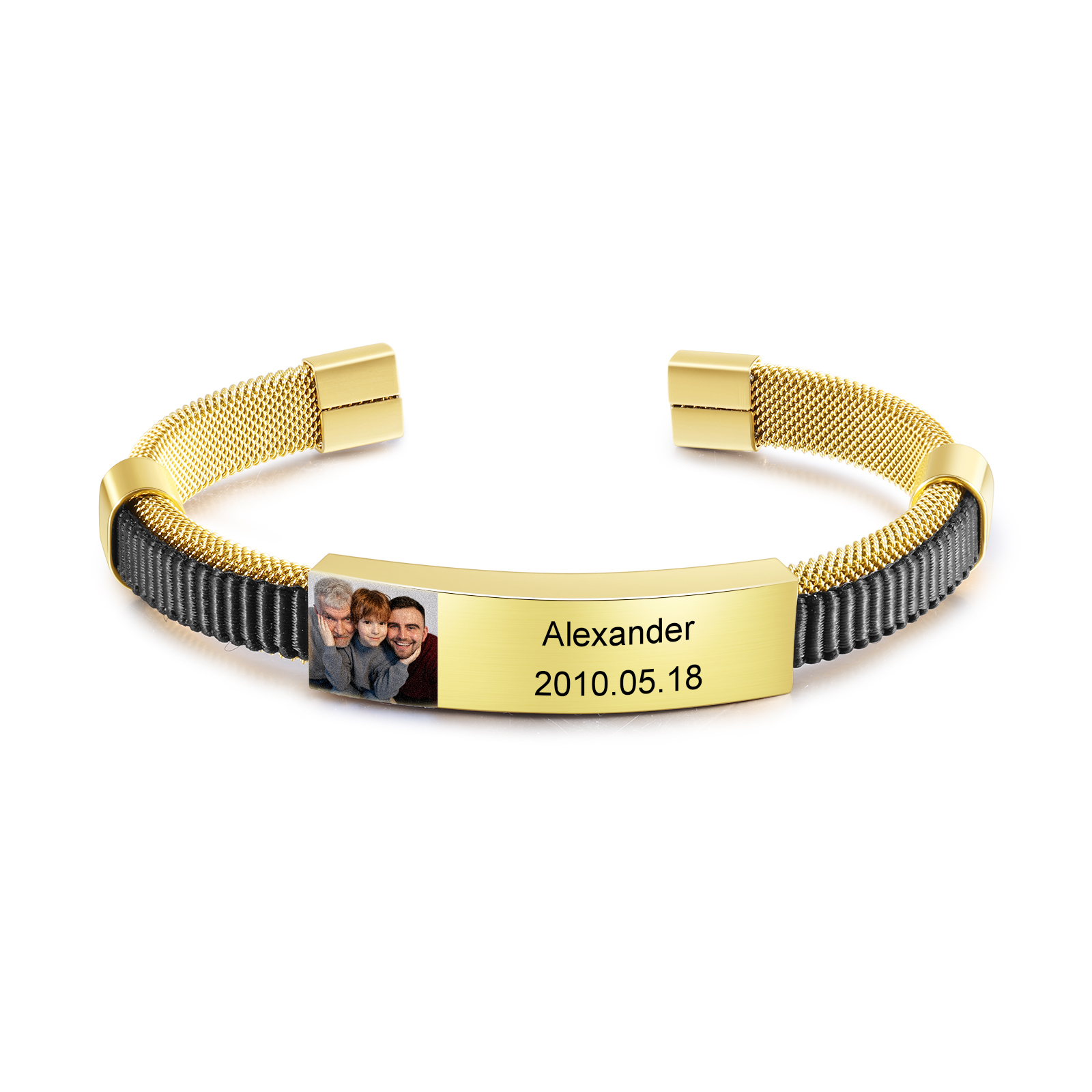 Bracelet Photo Personnalisé Bracelets Gourmette Gravure Prénom avec Da