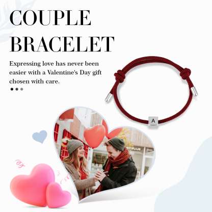 Bracelet Initiale 1 Lettre Personnalisée Rouge pour Couple｜Jessemade