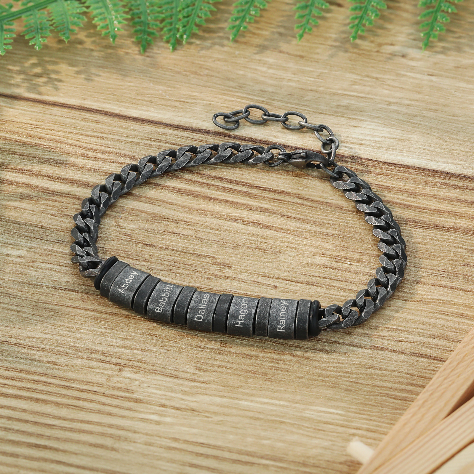 Homme Bracelet Personnalisés avec 2-5 Noms en acier inoxydable Bracelet Vintage pour Homme | Jessemade