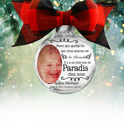 Boule transparente de plumes Ornements Prénom Personnalisé avec date et photo boule de noël | Jessemade