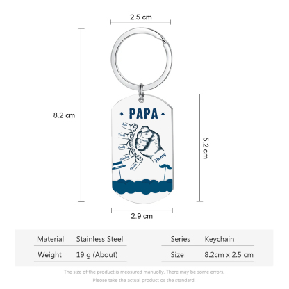 À Papa/Papi - Porte-Clés Poings 6 Prénoms Personnalisés