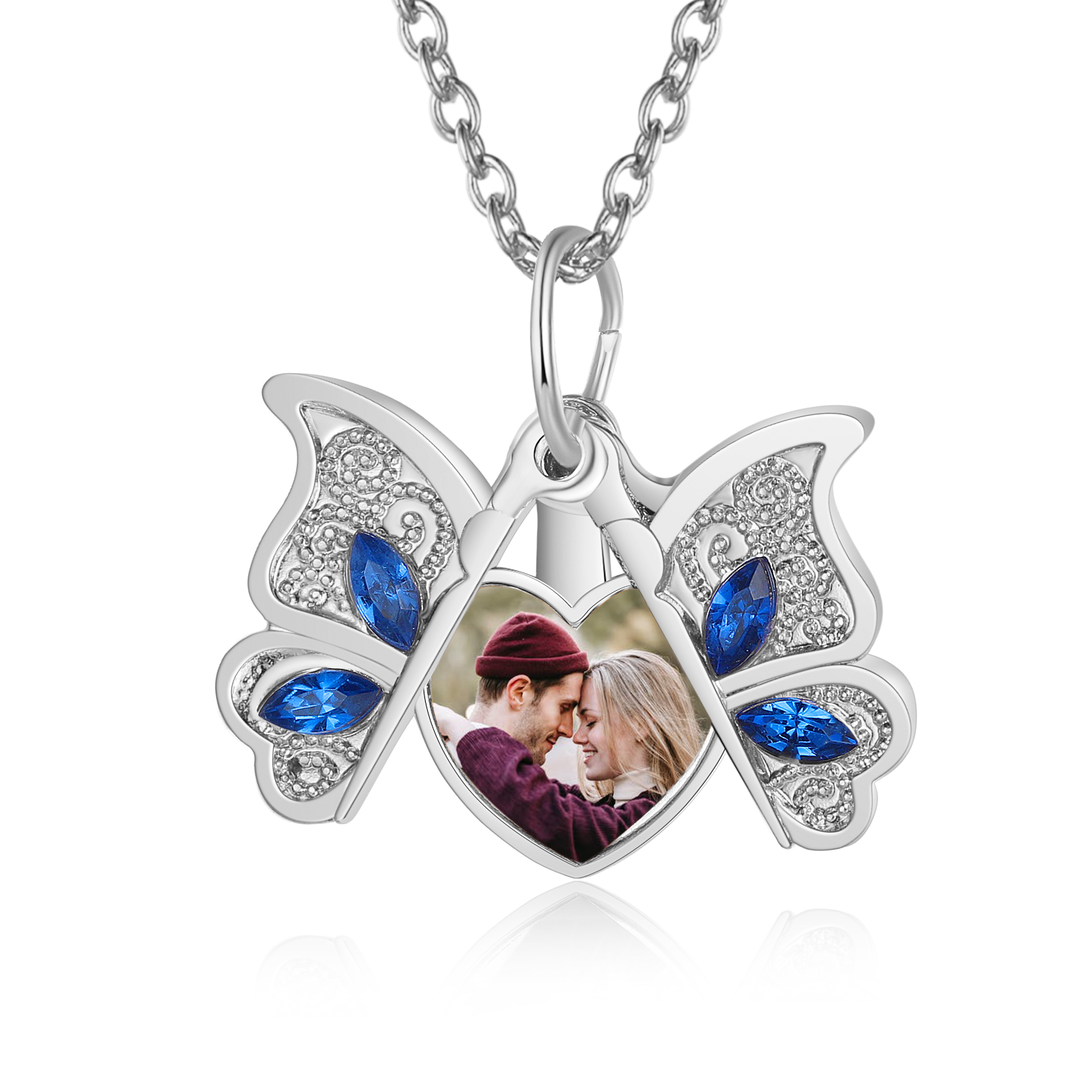 Collier ouvert Papillon photo Personnalisée Pendentif
