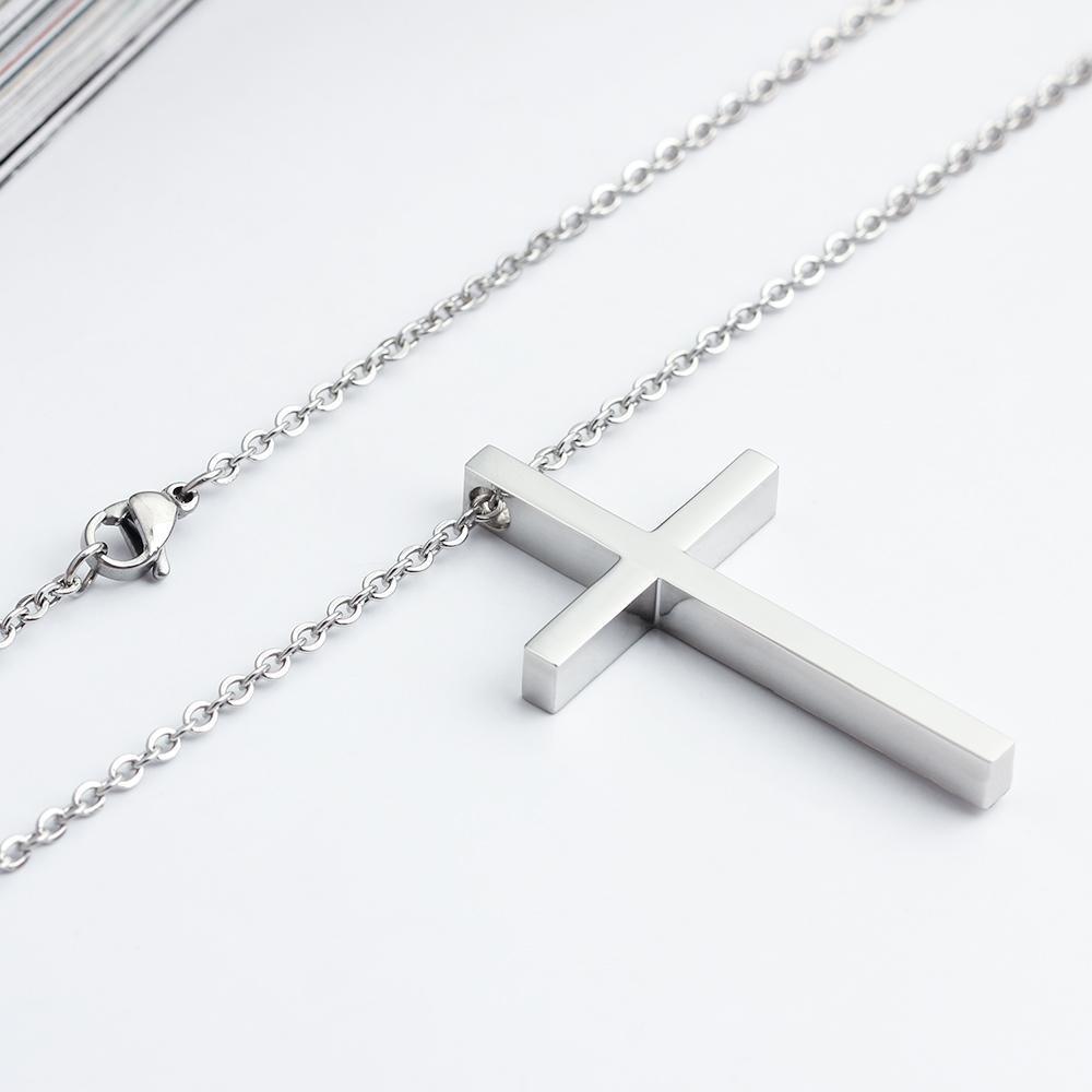 Collier Gravé avec Pendentif en Croix Prénom Personnalisé Collier Homme