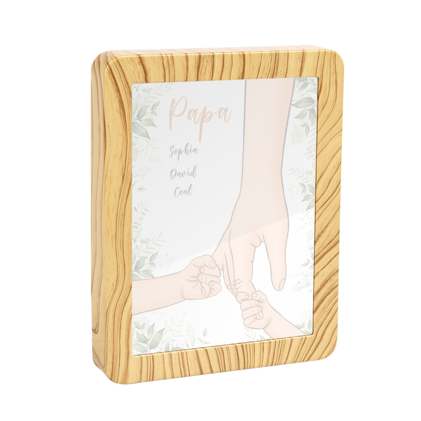 Lampe LED/Cadre Photo/Miroir multifonctionnel la main dans la main 3 Prénoms et 1 Tetxe Personnalisés Cadeau Créatif pour Famille