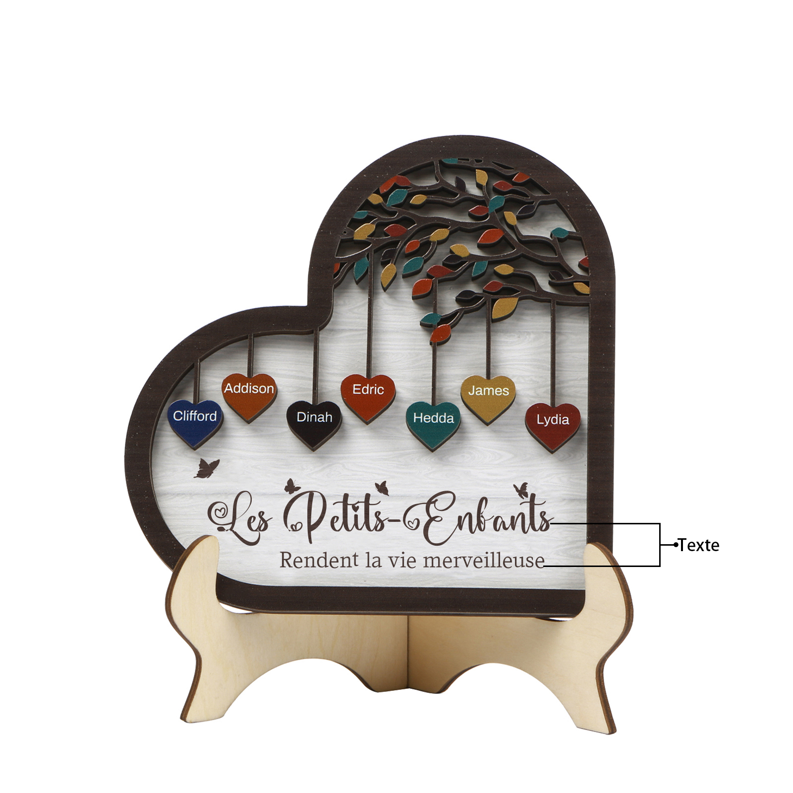 À Mamie Décoration en bois l'arbre des cœurs 7 Prénoms Personnalisés Ornement Famille Cadeau pour mamie | Jessemade
