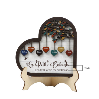 À Mamie Décoration en bois l'arbre des cœurs 7 Prénoms Personnalisés Ornement Famille Cadeau pour mamie | Jessemade