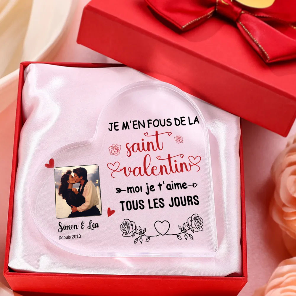 Plaque Acrylique en Forme de Cœur 2 Prénoms Personnalisés avec Photo et Date cadeau pour Saint Valentin-Jessemade FR