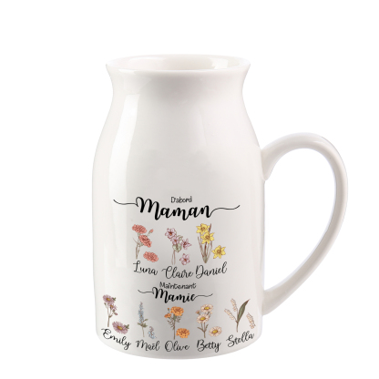 [Copy]🔥HOT！Vase à Fleurs 2-12 Prénoms Personnalisés avec Fleurs de Naissance Décoration de la Maison