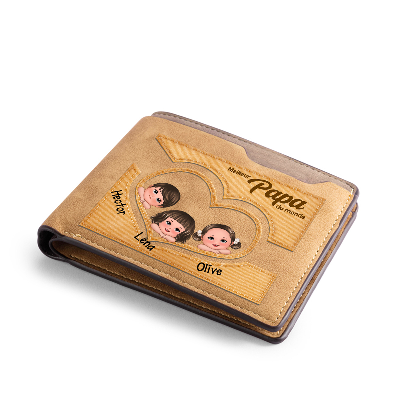 [Copy]À mon Papa - Portefeuille Personnalisé avec 1-10 Prénoms et Enfants illustrés Portefeuille Homme | Jessemade