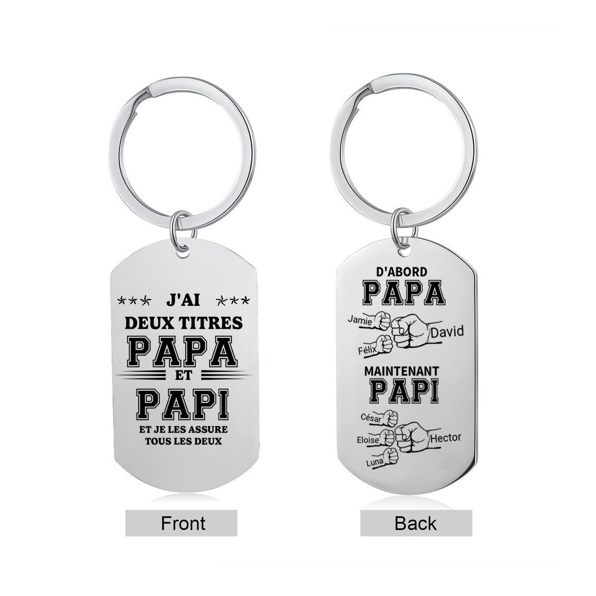 À mon Papa-Porte-Clés Pieds Bébé 3 Prénoms Personnalisés Porte Clés gravés | Jessemade